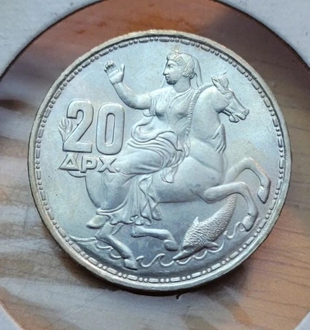 1960 (BU)  Greece 20 Drachmai -   World Silver Animal Coin Cover