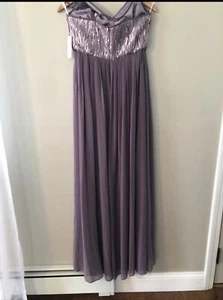 donna morgan dress purple size 8 sequin top bridesmaid nwt - Picture 1 of 6
