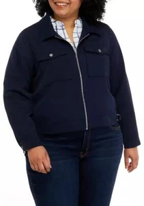 NEW CALVIN KLEIN NAVY BLUE ZIP FRONT JACKET SIZE 1 X SIZE 2 X WOMEN $159 - Picture 1 of 3