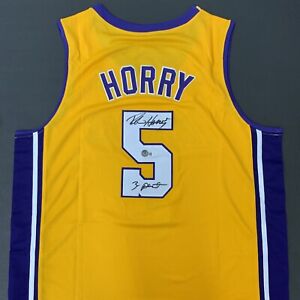 ROBERT HORRY 7X NBA CHAMPION SIGNED LAKERS JERSEY "3-PEAT" IN BAS 1W128379
