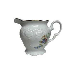 Wawel White Floral Creamer Replacement Poland Scalloped 3" Gold Gilded Trim - Picture 1 of 7