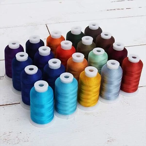 Threadart 20 Cone Polyester Embroidery Machine Thread Set Royal Colors 1000M - Picture 1 of 7