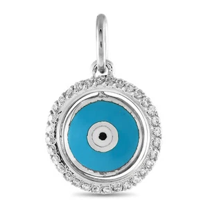 Aaron Basha 18K White Gold Evil Eye Charm AB27-111124 - Picture 1 of 3