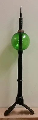 lightning rod / DECORATIVE SPIRE with 4.5'' green glass ball /adjustable mount. - Image 1 of 2