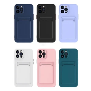 ShockProof Card Holder Soft Case For iPhone 16E 16 Pro Max 15 14 13 12 11 Cover - Picture 1 of 19