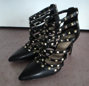 MIX NO.6 DANELA Black & Gold-Studded Strappy 4”Pumps/High Heels Women's Size 6M - Picture 1 of 6