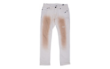 Men's A. Tiziano Creme "Tristan" Stretch Twill With Stains Jeans