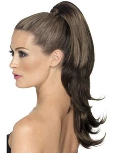 Brown Clip In Ponytail Hair Extension False Fake Wig Fancy Dress - Picture 1 of 1