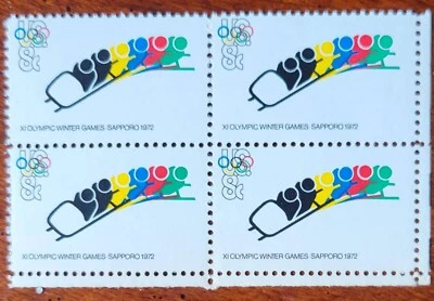 Scott # 1461 - Olympic Bobsled - MNH - 1972 - Block of 4 Free Shipping - Image 1 of 2