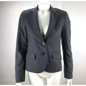 Blazer Chaqueta de Carrera Theory Lana Dos Botones Pico Solapa Acampanada Gris Talla 2 Rayas - Imagen 1 de 5
