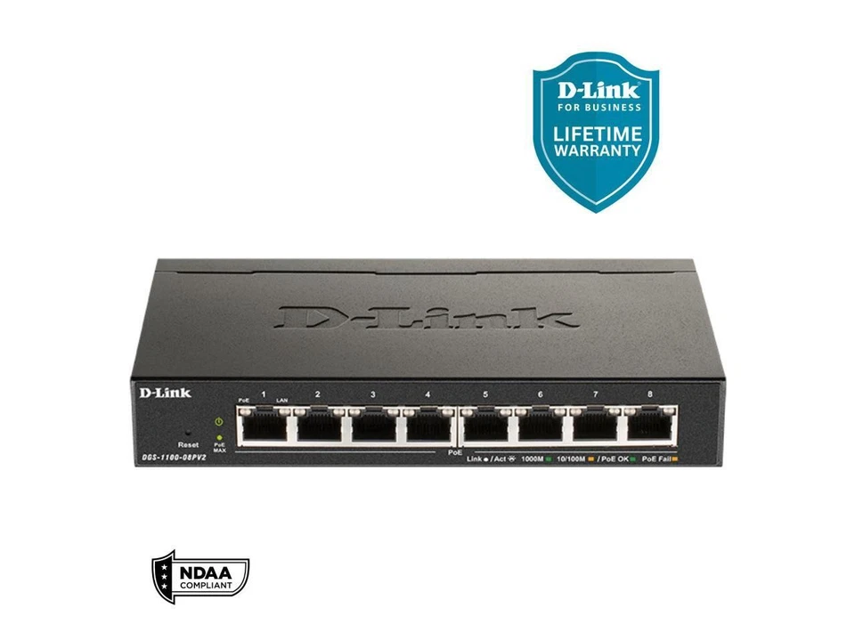 D-Link 8-Port Gigabit Smart Managed PoE+ Switch | 8 PoE+ Ports (64W) | Compact - Image 1 of 4