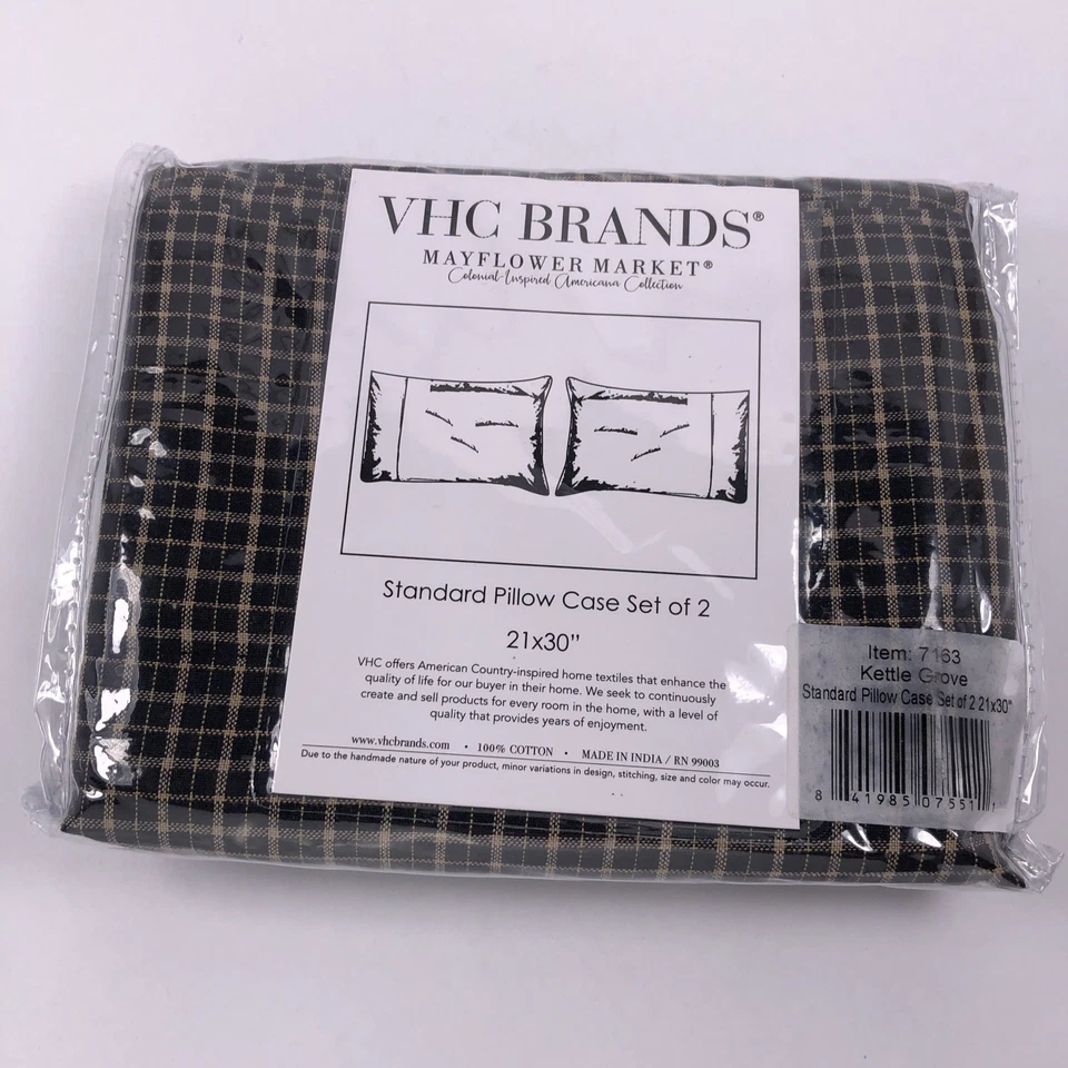 VHC Brands 17928 Beckham Pillow Case Set of 2 - 21x30