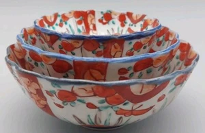 Early 19thC Japanese Imari Bowls X 3 Size L/M/S (W14) - Picture 1 of 10