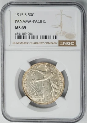 1915-S Panama Pacific 50c MS65 NGC 950476-18 - Image 1 of 4