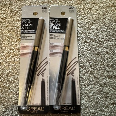 2X  L’Oréal Brow Stylist Shape and Fill Pencil 400  Blonde 3 in 1 with Spoolie - Image 1 of 2