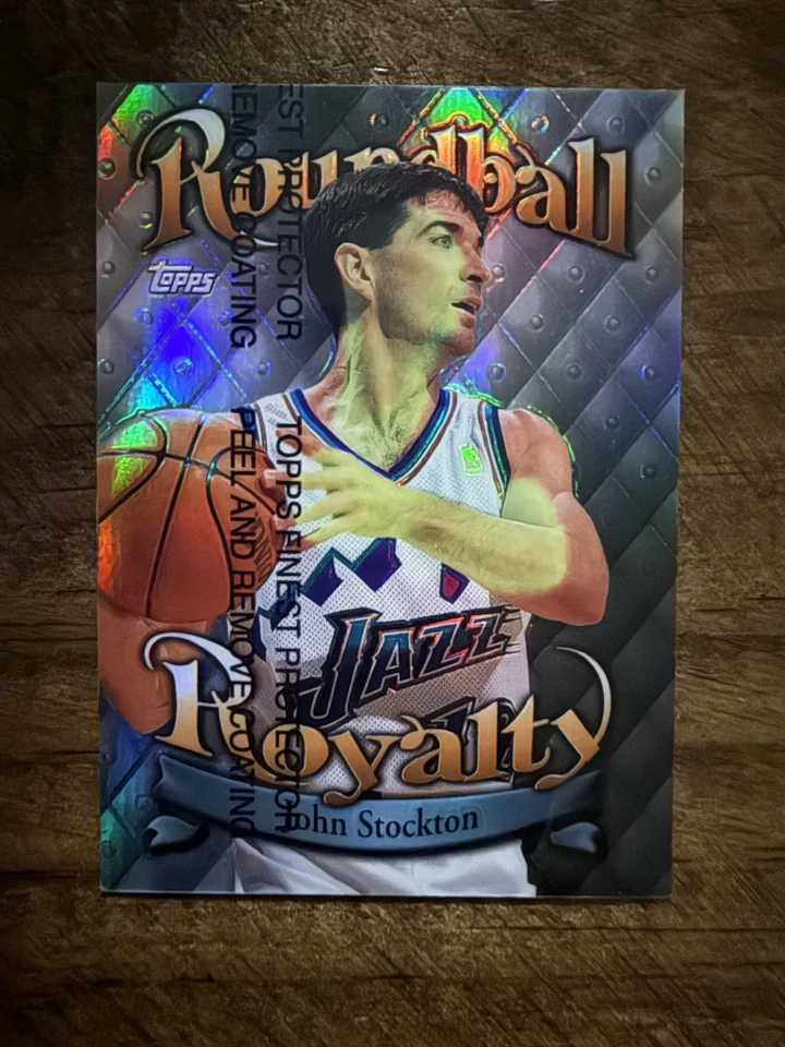 Topps Roundball Royalty R11 1998 refractor John Stockton con revestimiento Foto 1 de 2