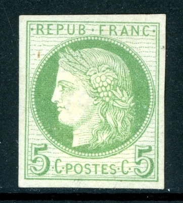 France 1872 Colonies General Issues 5¢ Green Scott #19 Mint G76 - Image 1 of 4