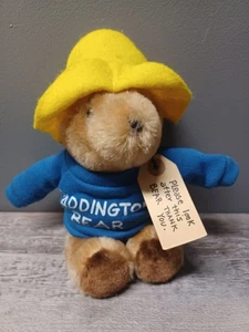 Vintage 1981 PADDINGTON BEAR Plush Doll Eden Toys 8” Stuffed Animal Blue Shirt - Picture 1 of 5