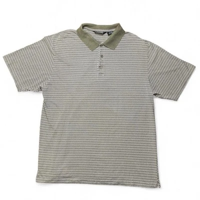 Camisa Polo Knightsbridge Para Hombres 2X Verde Geométrica Diamante Golf Informal Años 90 Y2K De Colección Foto 1 de 4