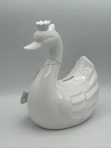 Banco de cisnes de cerámica blanca de Beriwinkle nuevo con etiquetas - Imagen 1 de 6