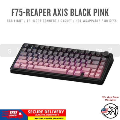 AULA-F75 75% Wireless Mechanical, Keyboard,2.4Ghz/Type-C/5.0 - Black Pink - Image 1 of 2