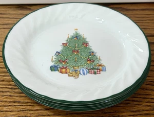 HOLIDAY MAGIC 8 PC Set 4 Dinner Plates & 4 Salad Plates Corelle Green White XMAS - Picture 1 of 18