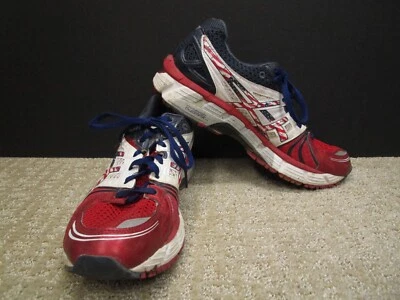 Tênis de corrida ASICS feminino 8 vermelho branco azul gel Kayano 18 Olimpíadas dos EUA - Imagem 1 de 4