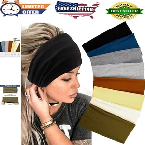8PCS Wide Stretch Headbands for Women - Boho Turban Hairbands - Yoga, Running... - Picture 1 of 11
