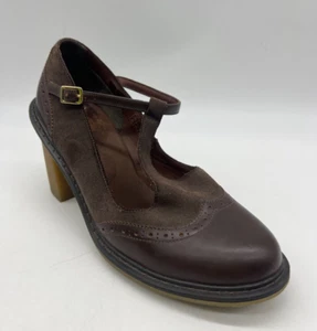 Dr. Martens Karishma Brown Suede & Leather Brogue T-Strap Heels Wmns 9 US / 7 UK - Picture 1 of 24