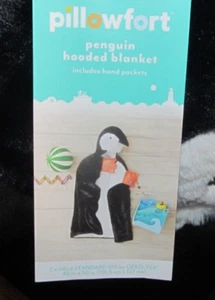 Pillowfort Super Soft Plush Penguin Hooded Blanket 40x50 with Hand Pockets - Picture 1 of 5