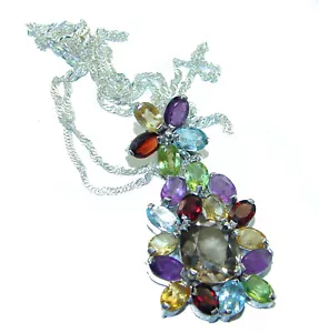 Incredible Design Champagne Smoky Topaz .925 Sterling Silver handmade necklace - Picture 1 of 4