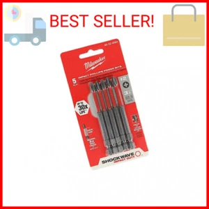 MILWAUKEE ELECTRIC TOOL 48-32-4564 Shockwave 3-1/2" Power Bit Phillips #2 5 Pack - Picture 1 of 2
