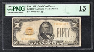 FR. 2404* 1928 $50 *STAR* GOLD CERTIFICATE CURRENCY NOTE PMG CHOICE FINE-15 - Picture 1 of 2