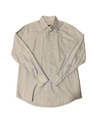 Vestido Medusa Versace Collection Masculino Tamanho 41/16 Azul Manga Longa com Botões - Imagem 1 de 4