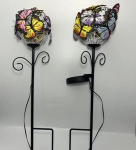 2pc Solar Powered Butterfly LED Stake Lights Outdoor Garden Yard Lawn Lamp Decor - Picture 1 of 3