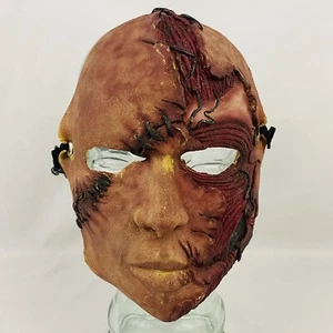 Vintage vernarbte gruselige Gummi Zombie Halloween Maske Erwachsene Gesichtsstiche Latex - Bild 1 von 9