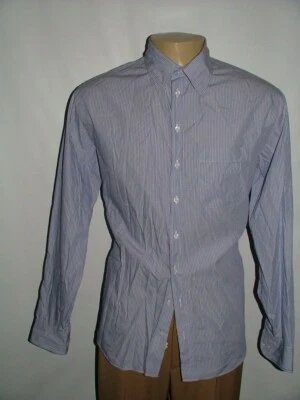 CAMISA DE VESTIR PARA HOMBRE GIORGIO ARMANI TALLA 17 1/2 36 AZUL HECHA EN ITALIA RAYAS #270 Foto 1 de 4