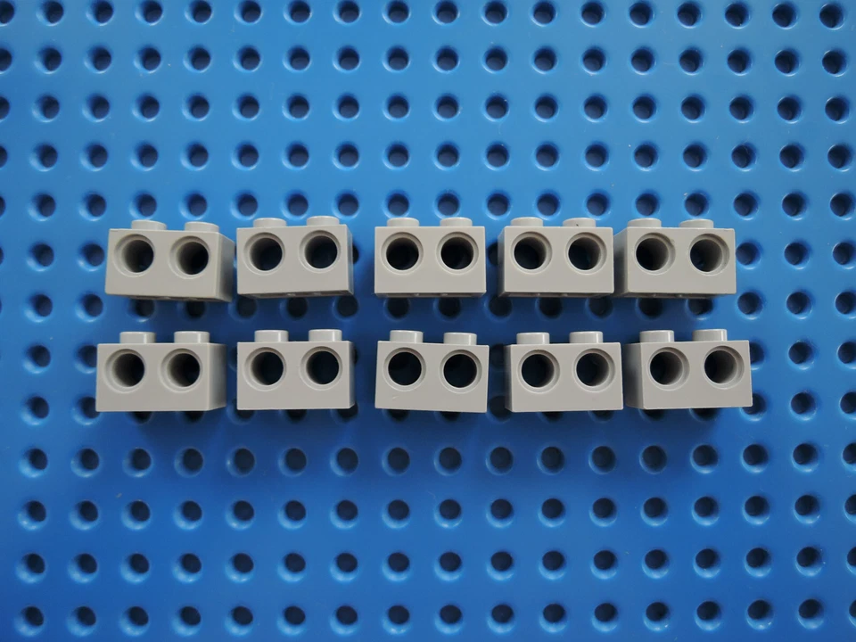 LEGO 10 x Technic Stein 32000 Lochbalken neu hellgrau 1x2 2 Löcher - Bild 1 von 1