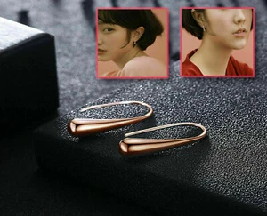 Shiny Beautiful Artistic Tear Drop Design Rosegold Rhodium Plated Dangle Earring - Picture 1 of 7