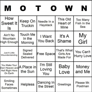 100 Motown Music Bingo Cards Printed And Laminated With Playlists - Picture 1 of 1