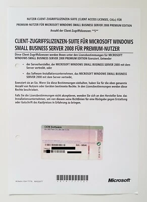 5er CAL USER (Benutzer) für Windows 2008 Small Business Server SBS Premium - Bild 1 von 2