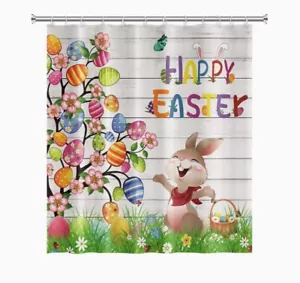 Yeele Easter Shower Curtain Cute Rabbit Shower Curtains Happy Easter Bathroom... - Picture 1 of 6