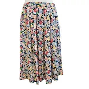 Vintage Jaeger Maxi Skirt 80s Abstract Floral Pleated Rayon XL 14 Women's - Picture 1 of 4