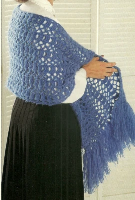 Mantón de encaje ganchillo PATRÓN INSTRUCCIONES SOLO 16x58" páginas de revista Foto 1 de 2