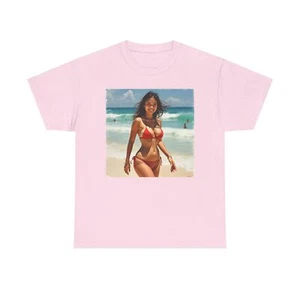 Red Bikini Woman Unisex Heavy Cotton Tee - Picture 1 of 33