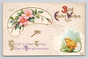 Postal Pascua Cristo ha resucitado bebé pollito en relieve Portland Maine Cancelar c1915 - Imagen 1 de 2