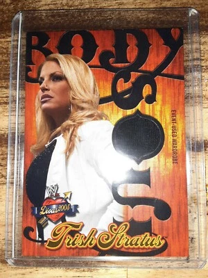 Tarjeta de camisa usada WWE Trish Stratus Fleer Ring 2004 ¡BS-TS!! Foto 1 de 3