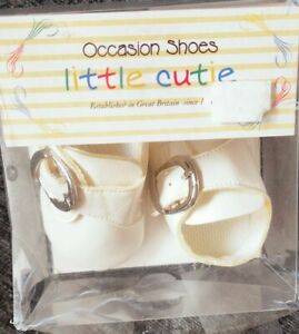 NEW BABY BOYS AGE 3-6 MONTHS SHOES WHITE LEATHER SOFT SOLES BUCKLE LITTLE CUTIE