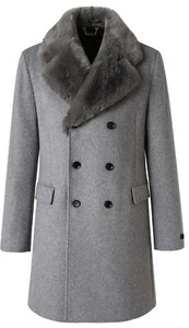 Moncrief Hafri Silver Faux Fur Trim Coat Size 42 - Picture 1 of 3