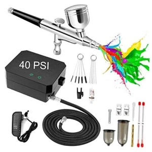 Airbrush Kit with Air Compressor Air Brush Kit Dual-Action High 40 PSI black - Picture 1 of 7